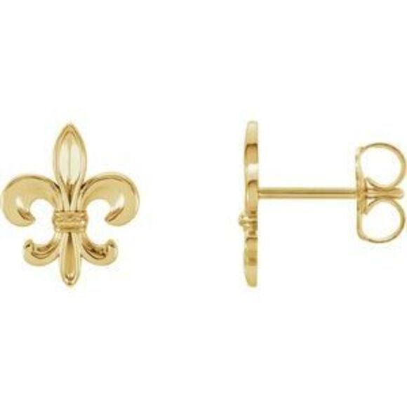 14K Yellow 10.7x9 mm Fleur-de-Lis Earrings,All Products : American Fashion Style Bags On Sale